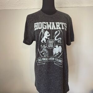 Hogwarts Graphic T-Shirt size large  Heathered look.